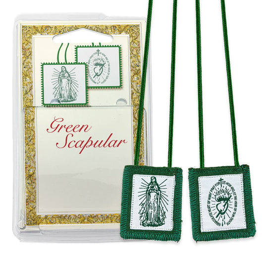 Immaculate Heart of Mary Genuine Green Wool Scapular