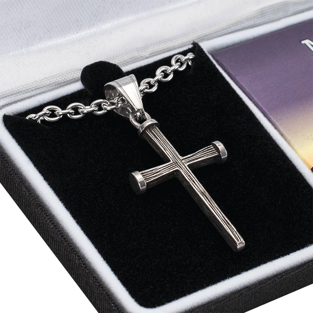 Man of God Necklace Cross Stainless Steel 24" Chain