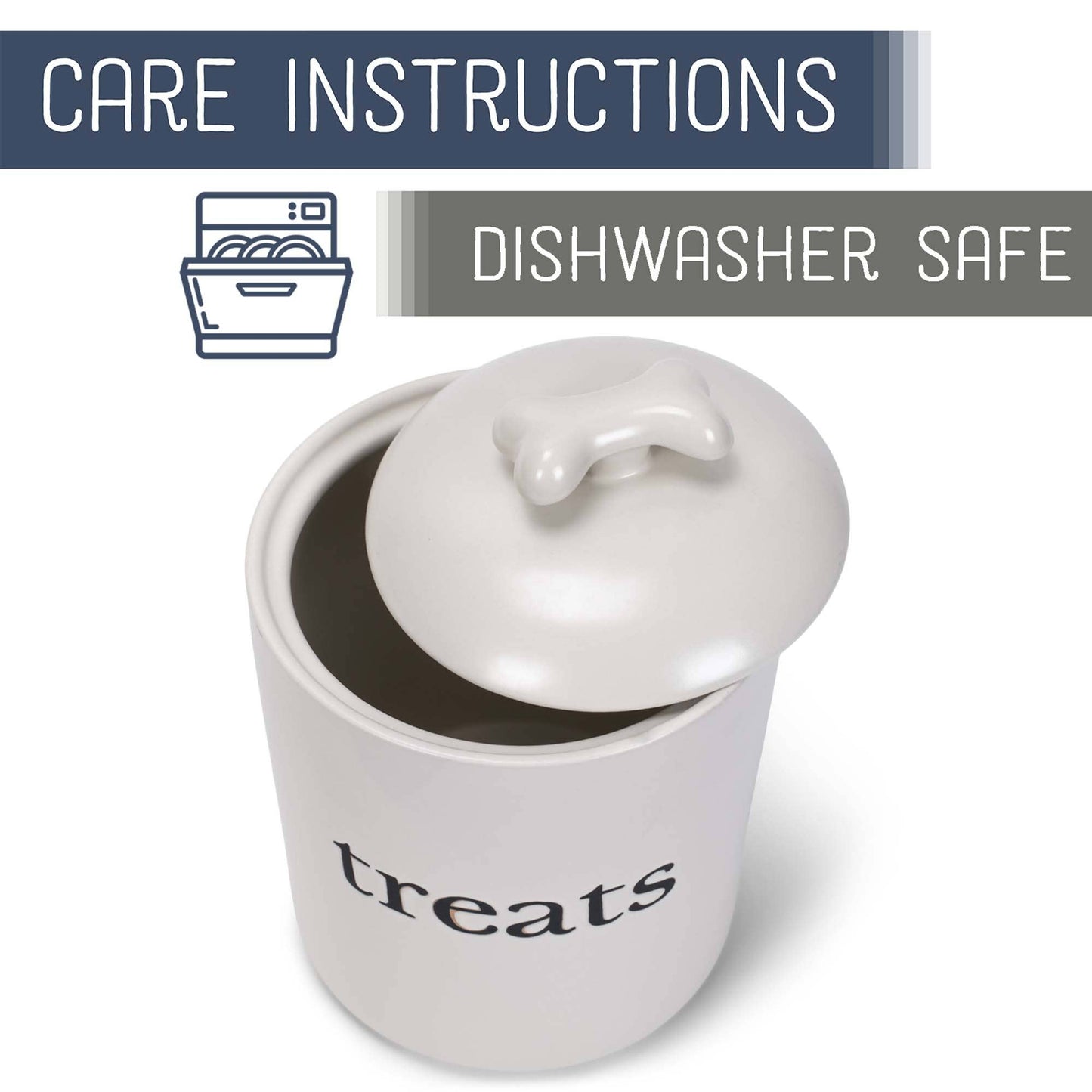 Treats White 8 x 6 Ceramic Pet Treats Canister 8 inch
