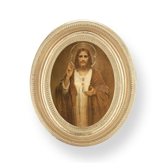 Sacred Heart of Jesus  Gold Frame Oval