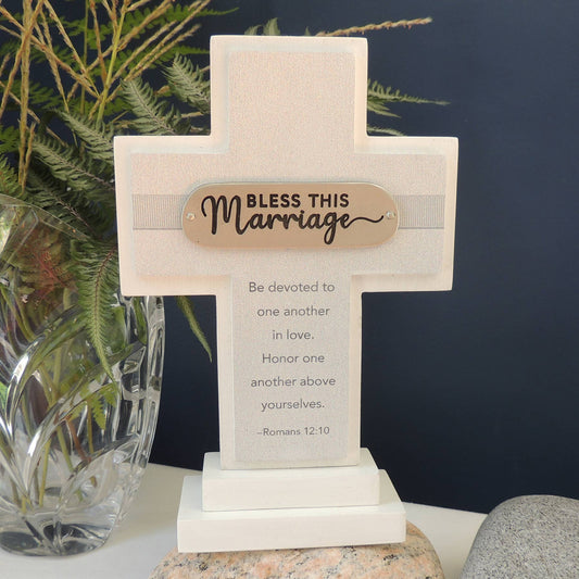 Bless This Marriage Standing Cross