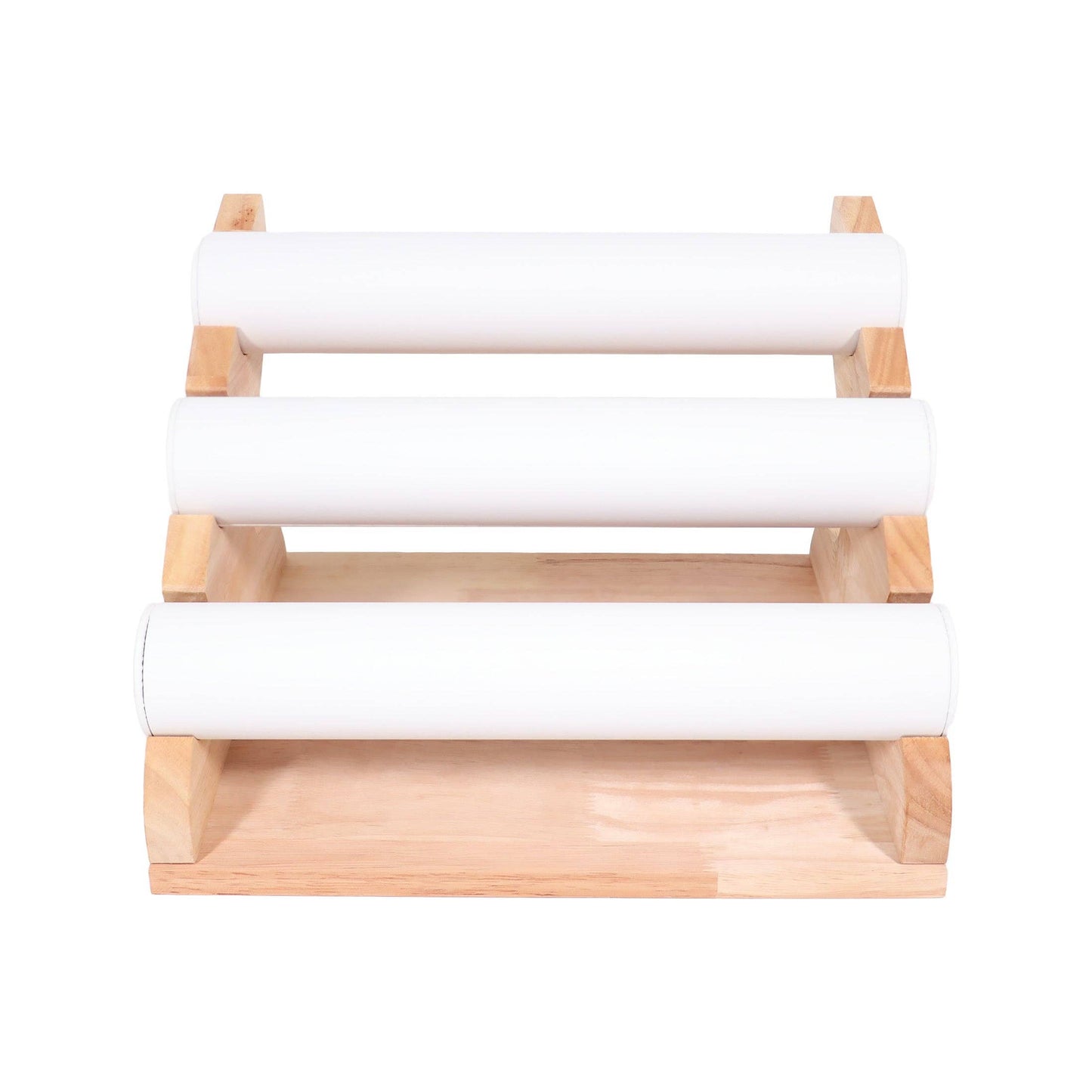 Natural Wood & Leather 3 Tier Bracelet Display