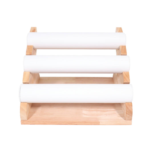 Natural Wood & Leather 3 Tier Bracelet Display