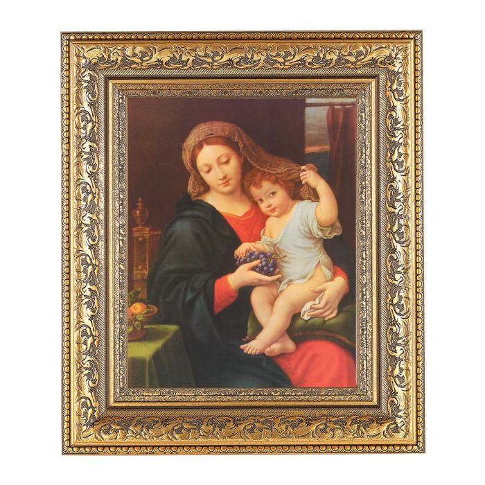 11 1/2" x 13 1/2" Cherry Frame with Gold Trim with an 8" x 10" Madonna of the Grapes Print (Copy)