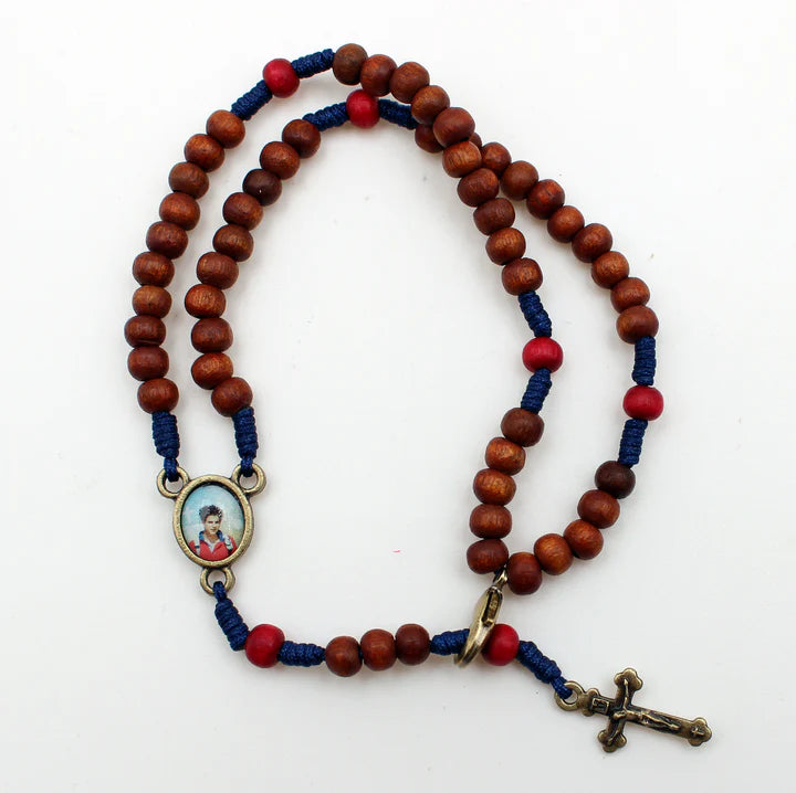 Carlo Acutis Bead Cord Rosary Bracelet with Antique Gold Accents