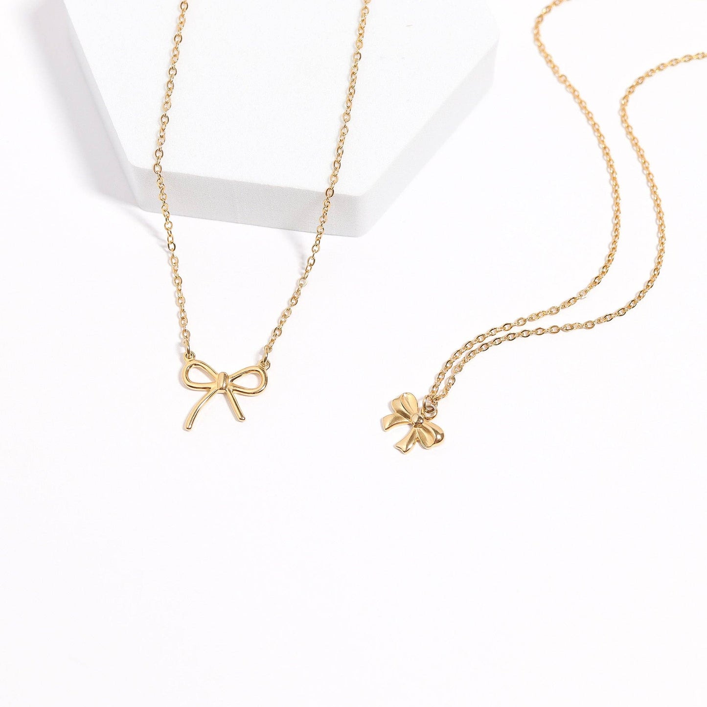 18K Gold PVD Stainless Steel Ribbon Bow Charm