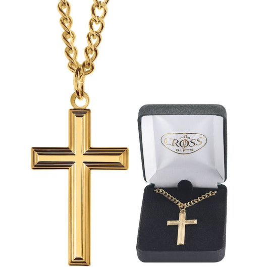 Gold Plated Large Box Cross Necklace