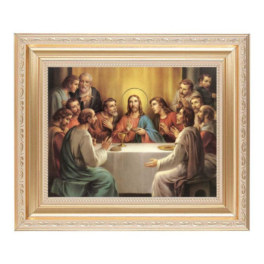 Last Supper Print in Satin Gold Frame