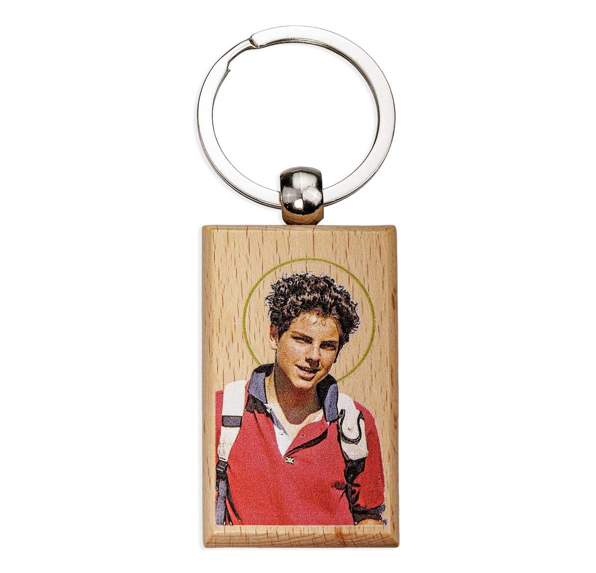 Saint Rectangular Wooden Keychain