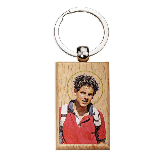 Saint Rectangular Wooden Keychain