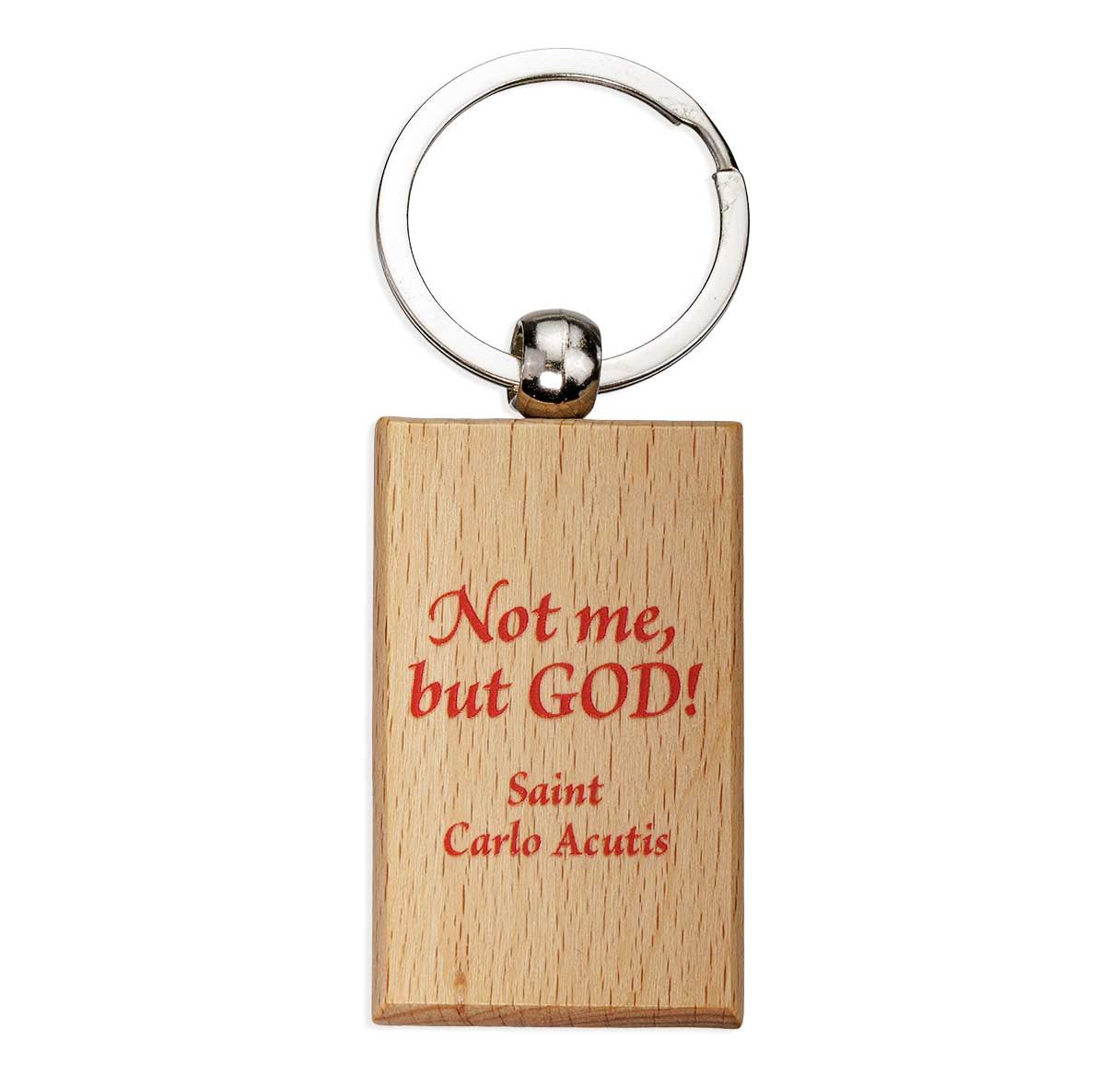 Saint Rectangular Wooden Keychain