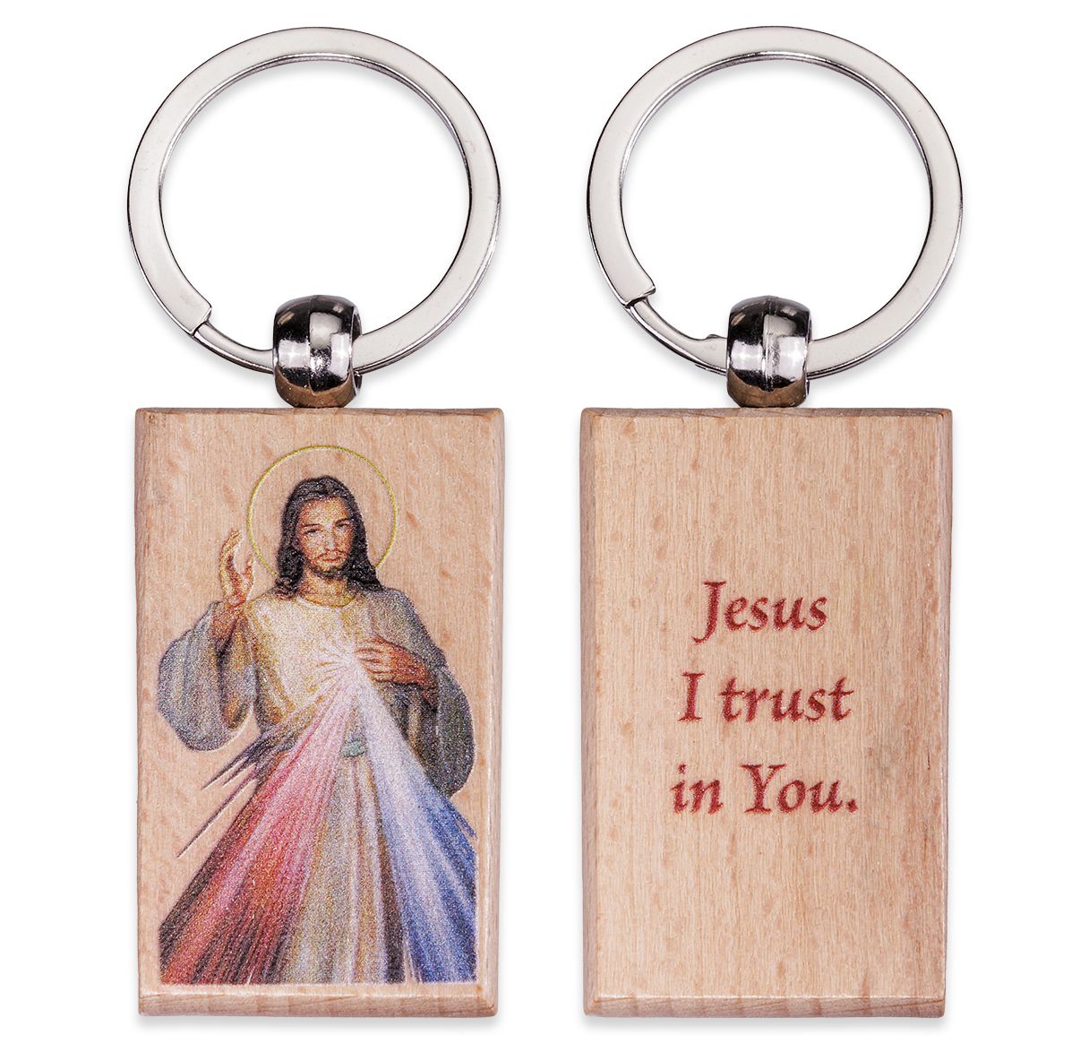 Saint Rectangular Wooden Keychain