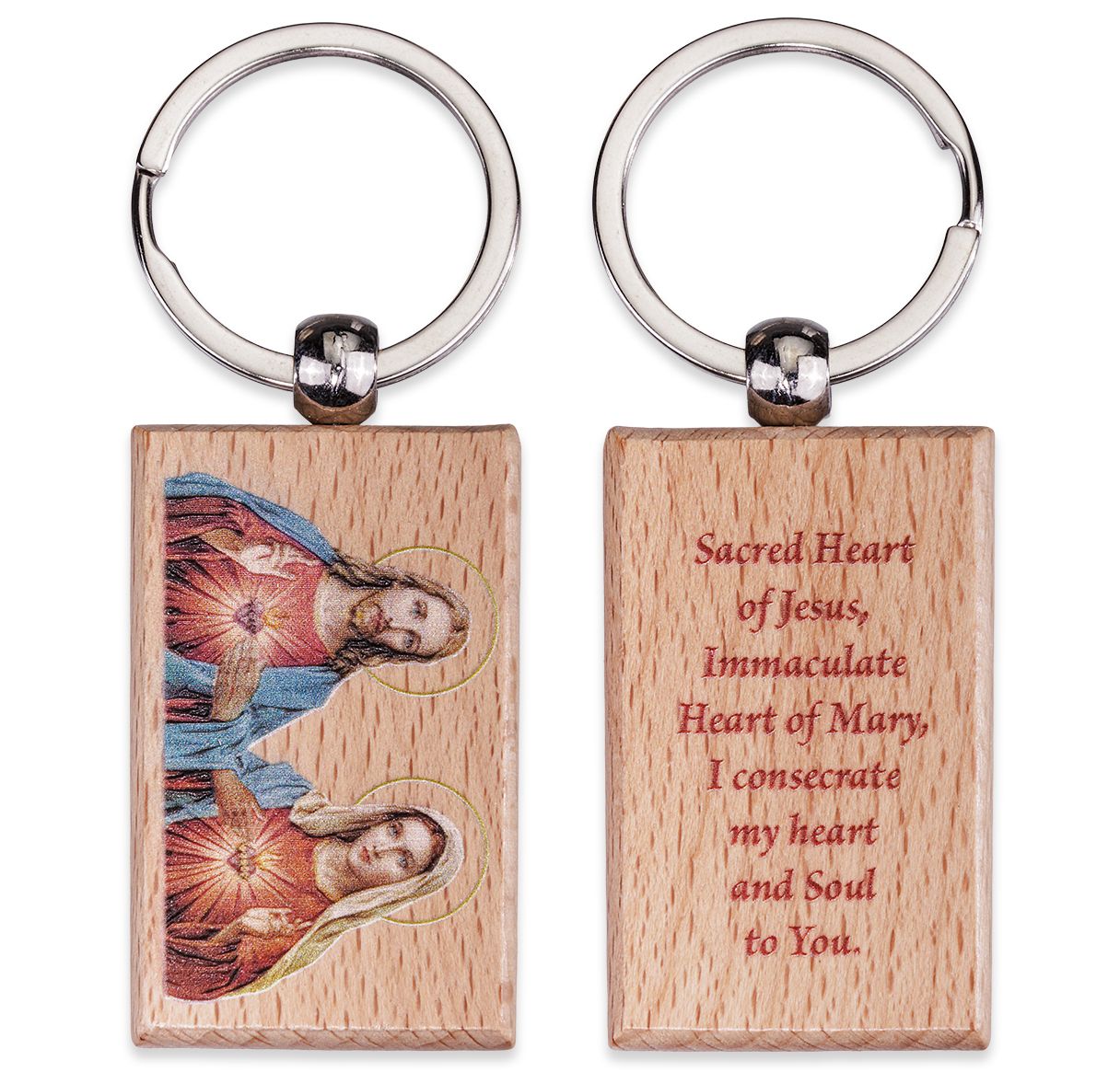 Saint Rectangular Wooden Keychain