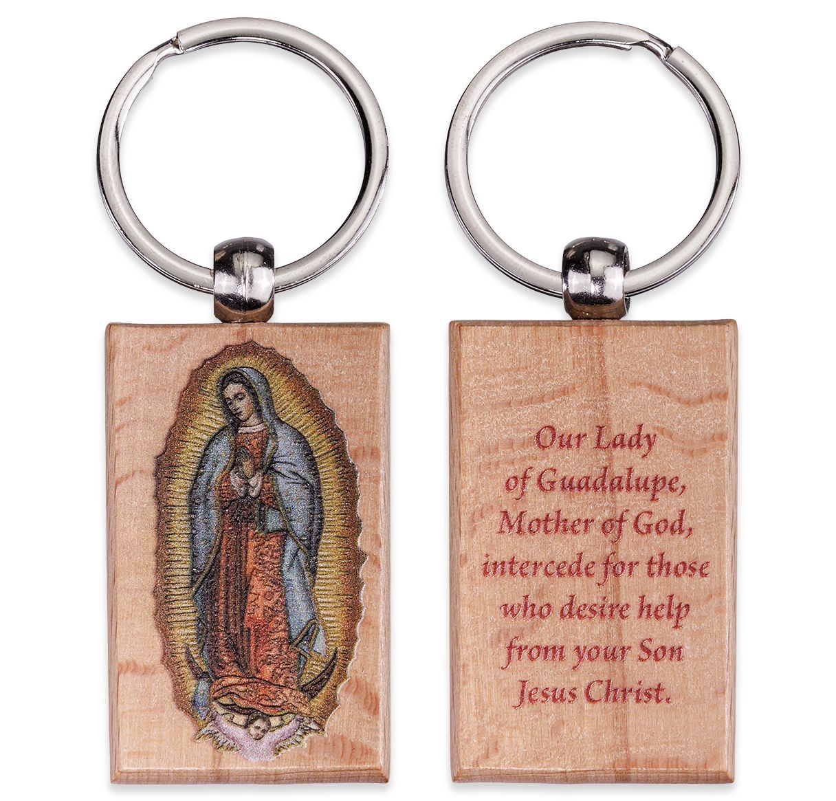 Saint Rectangular Wooden Keychain