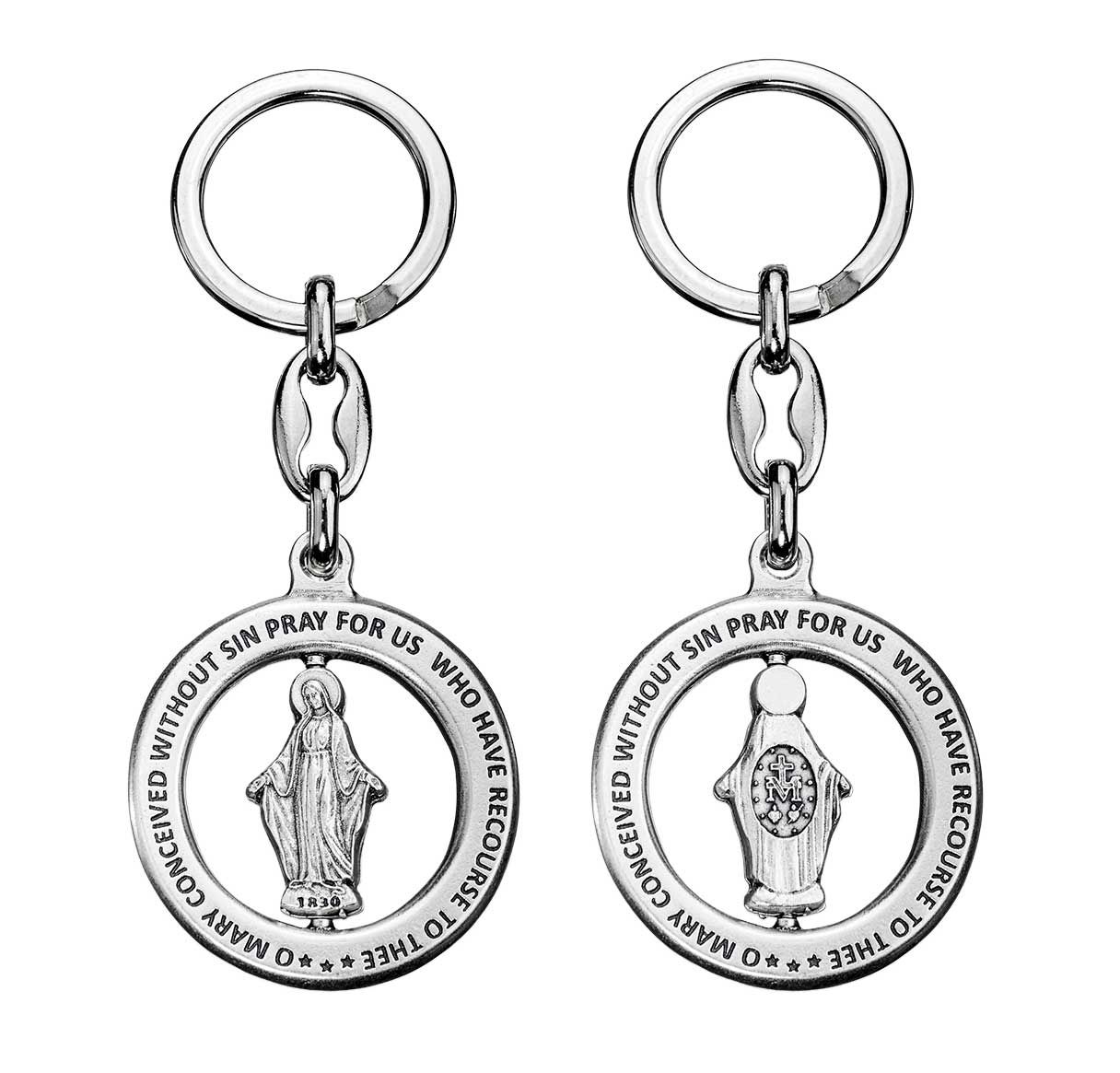 Circular Miraculous Medal Pierced Keychain