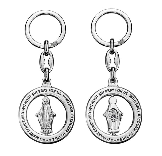 Circular Miraculous Medal Pierced Keychain