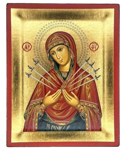 Virgin Mary with Seven Swords Silk Screen Icon