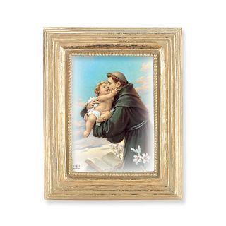 3 3/4" x 4 1/2" Gold Frame with a Saint Anthony Print-P65