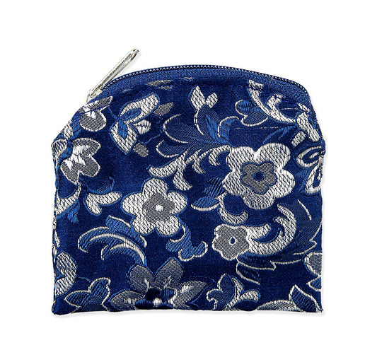 Blue and Silver Tapestry Rosary Pouch