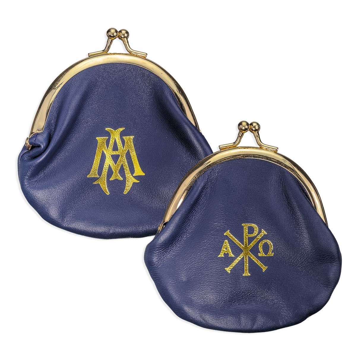 Genuine Sheepskin Leather Rosary Pouch with Polished Brass Snap Opening