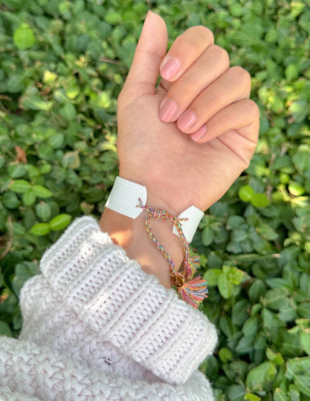 White WWJD Embroidered Bracelet