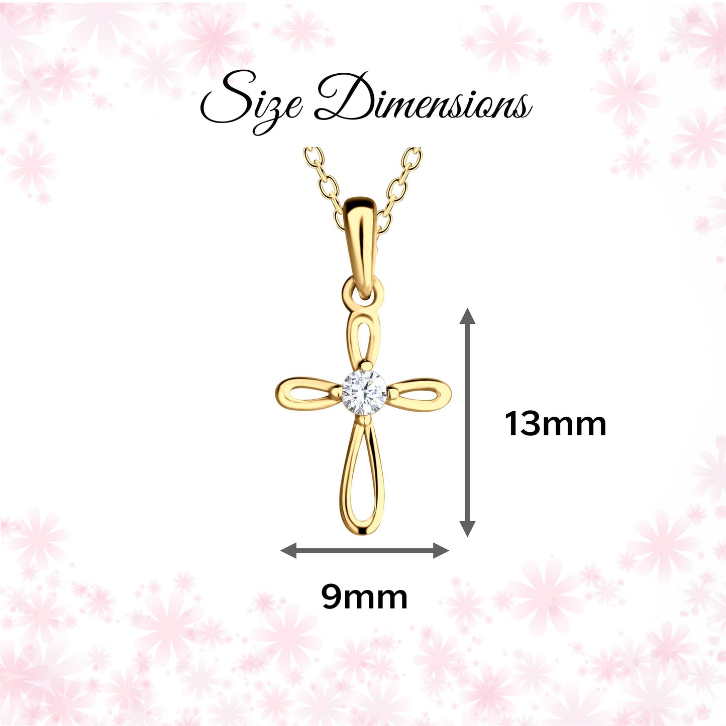 14K Gold-Plated Kids Open Cross Necklace