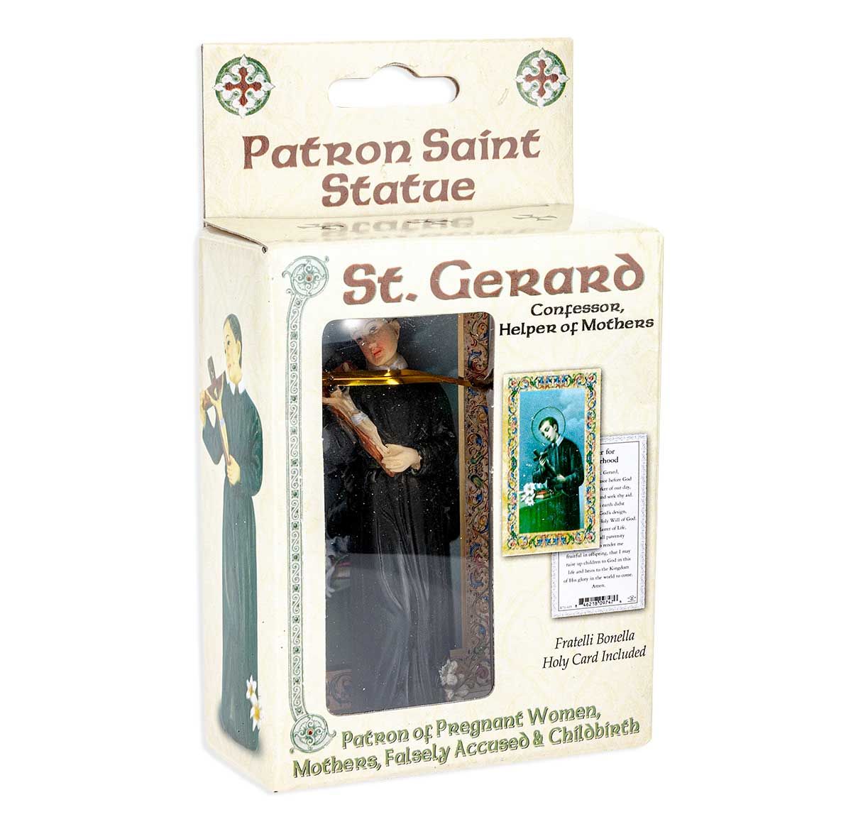 4" Cold Cast Resin Hand Painted Statue of Saint Gerard in a Deluxe Window Box