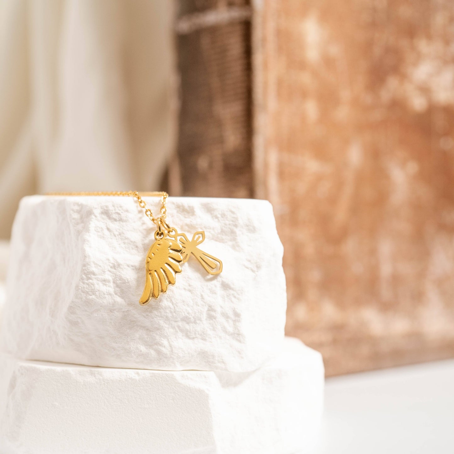 (9pc) 18K Gold PVD Stainless Steel Faith & Love Charm Set