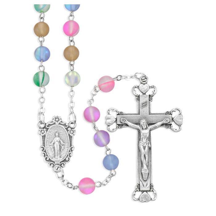 6mm Glass Multicolor Cats Eye Rosary