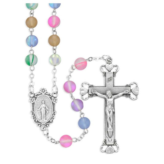6mm Glass Multicolor Cats Eye Rosary