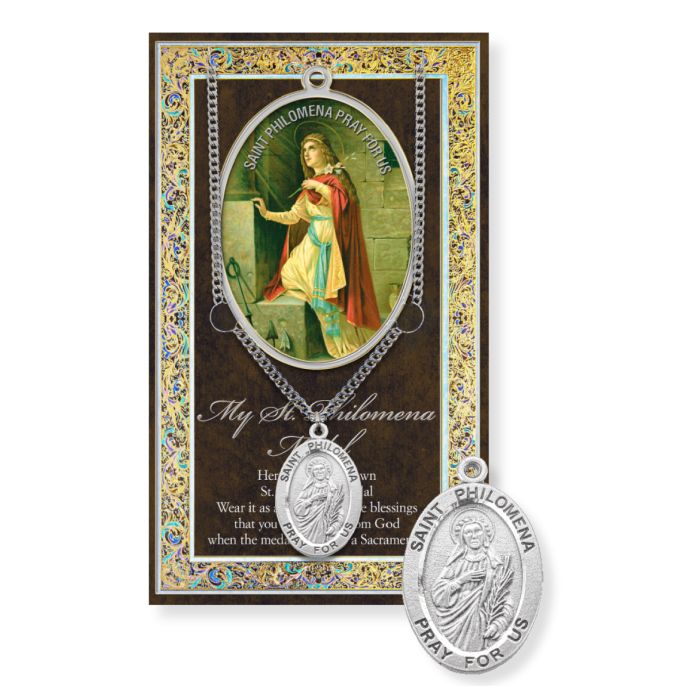 St. Philomena Pewter Medal Necklace
