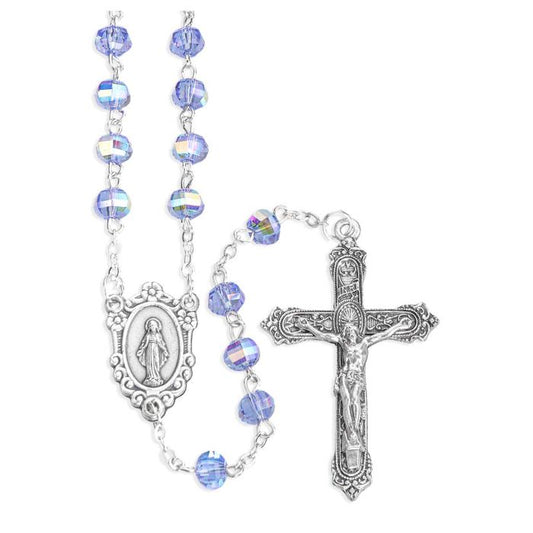 6mm Blue Glass Rosary
