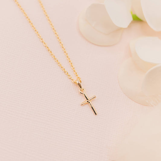 14K Gold-Plated Youth Cross Necklace