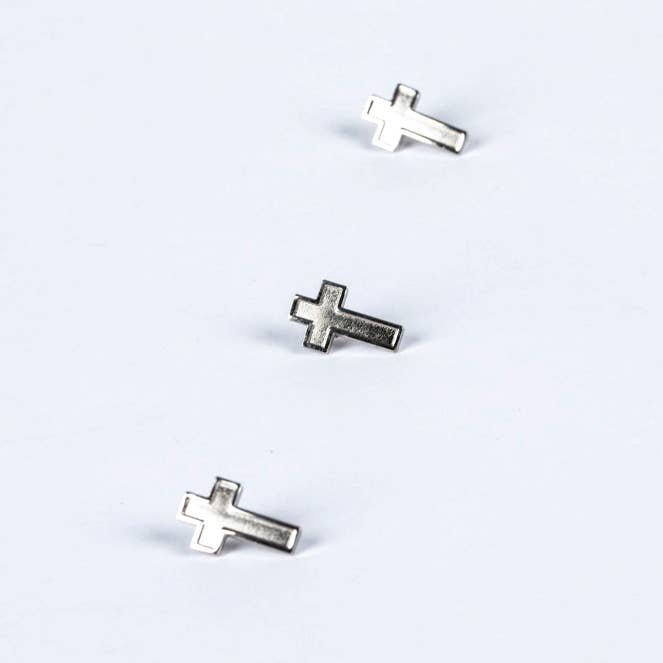 Silver Cross Lapel Pins
