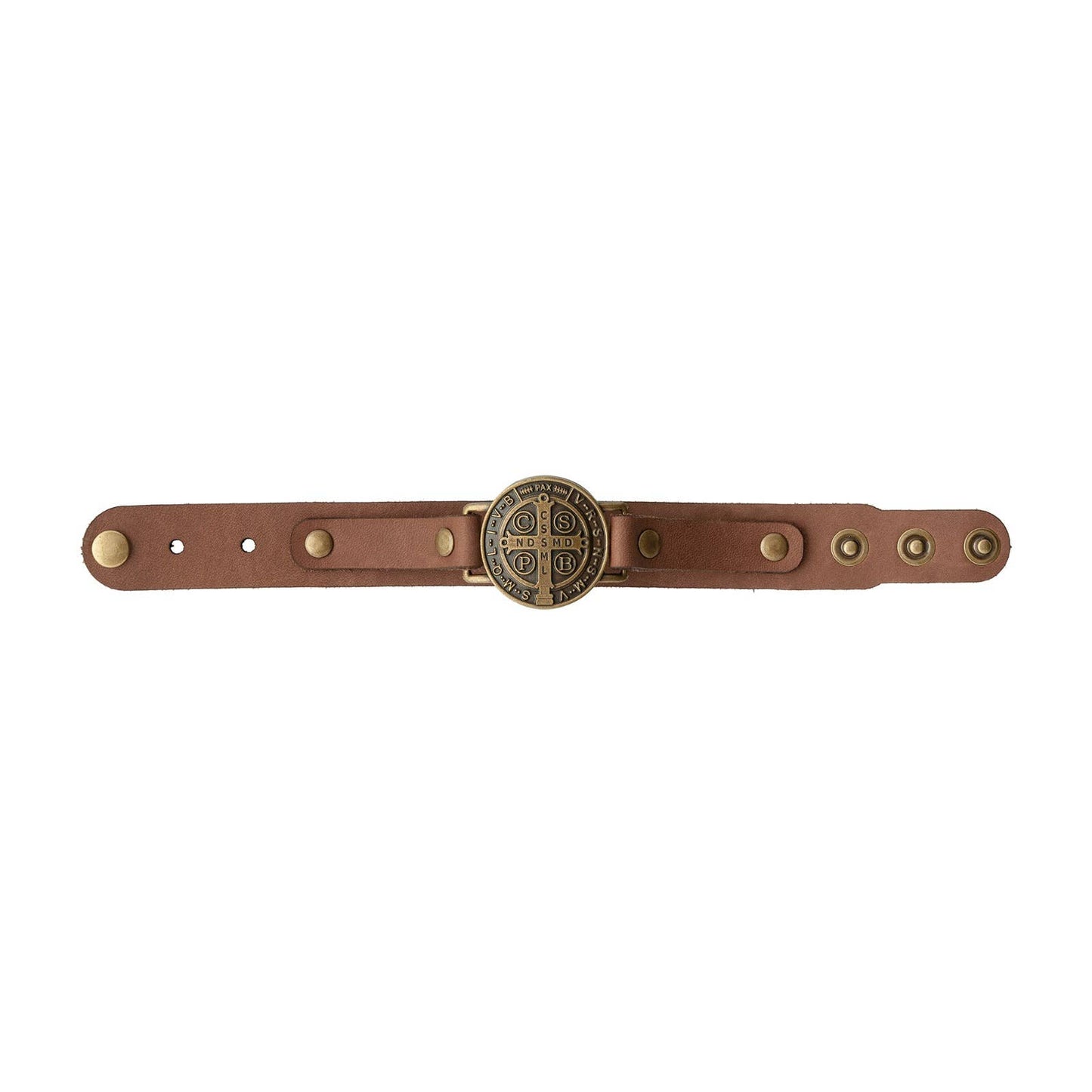 St. Benedict Leather Wristband         7"