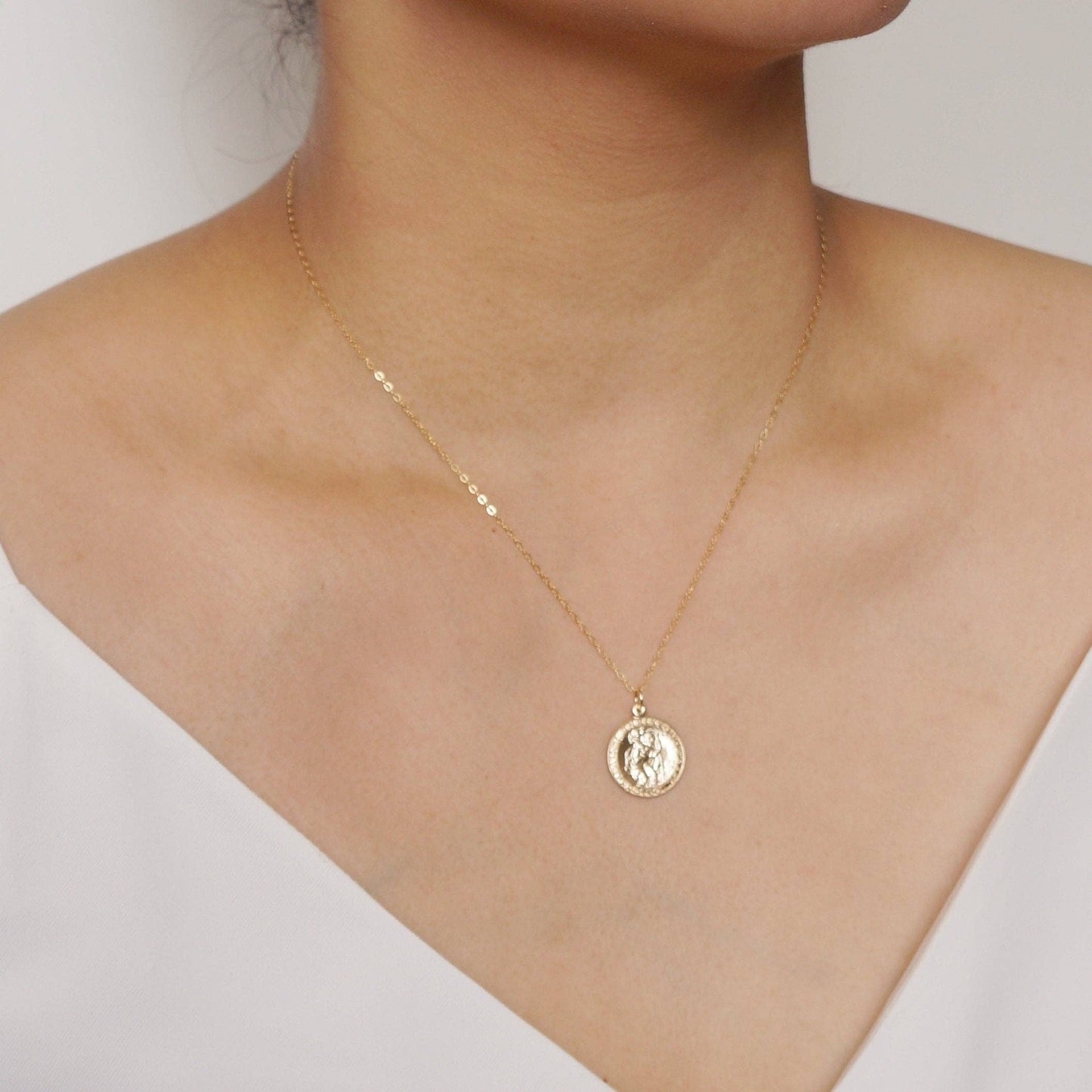 St Christopher Traveler 14K Gold Fill Necklace