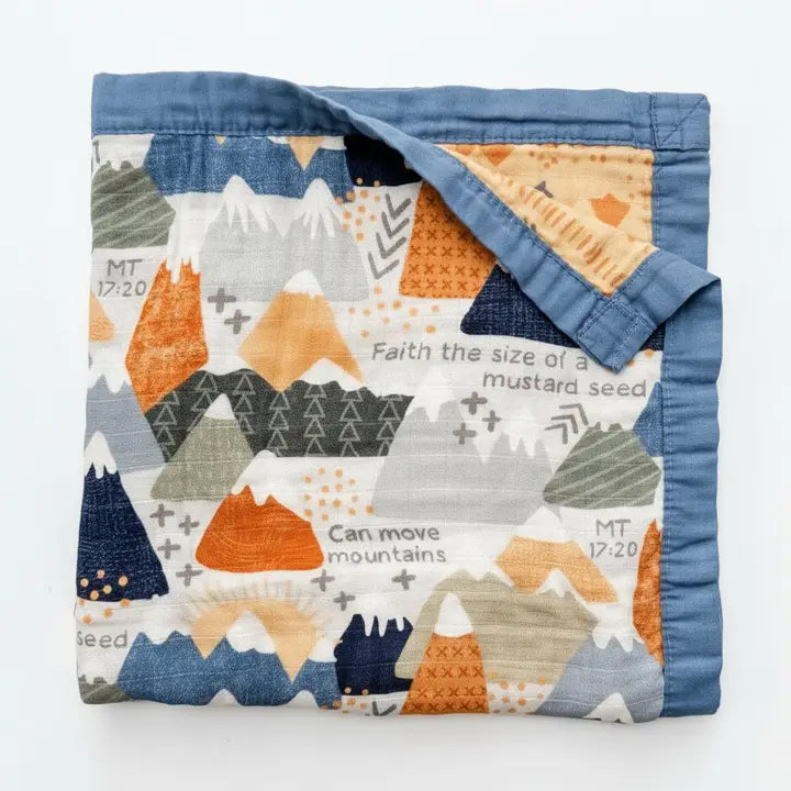 Faith Moves Mountains Double Sided Muslin Blanket