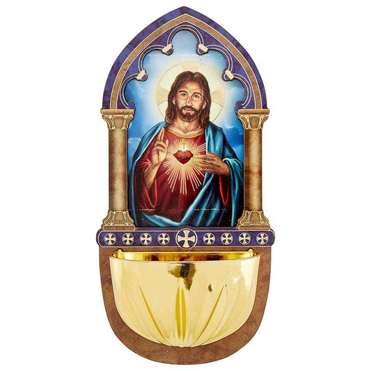 Hand Crafted Sacred Heart of Jesus Holy Water Font