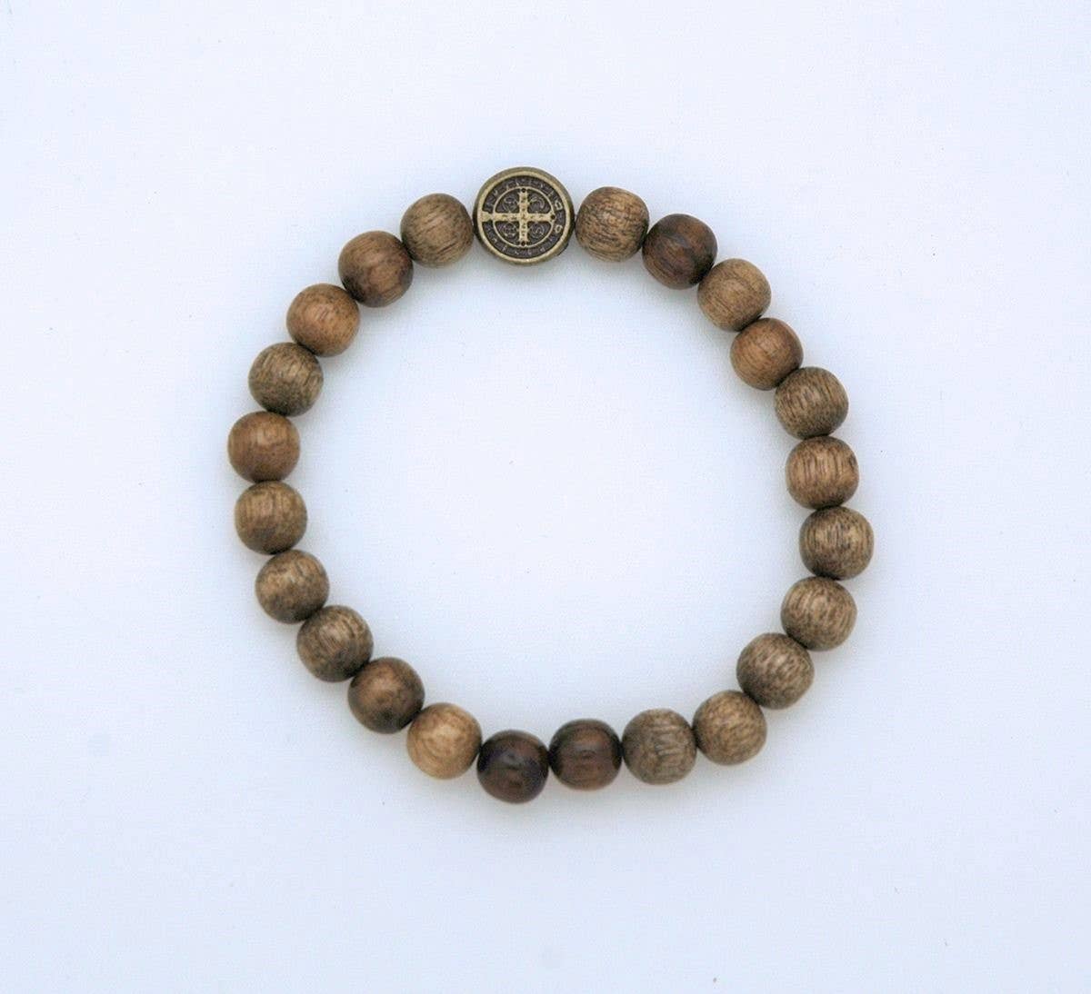 Benedict Medal Brazilian Wood  Bracelet