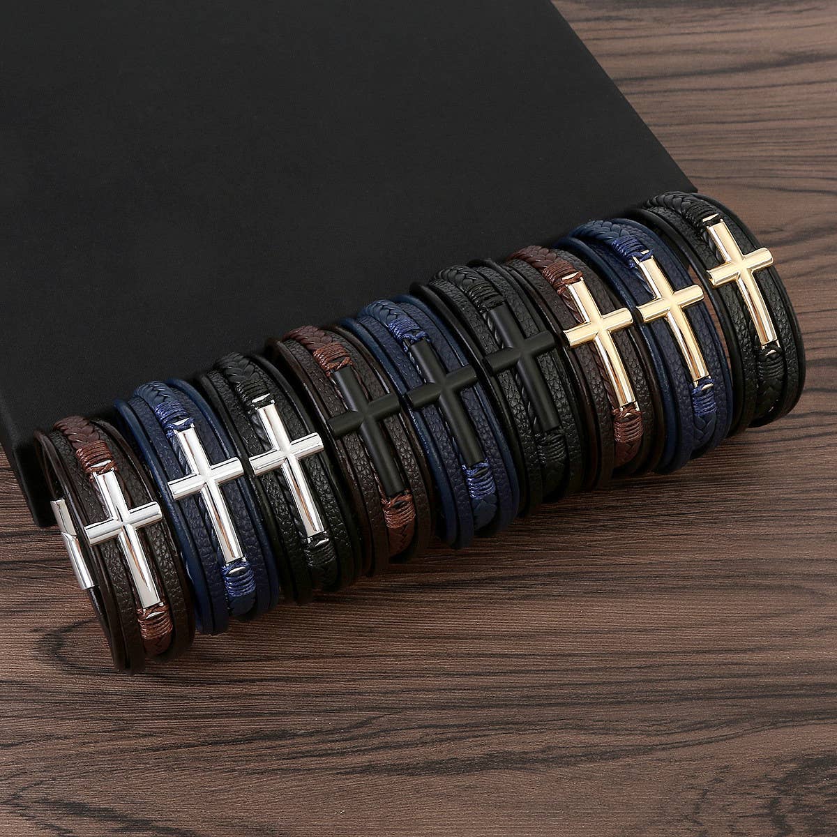 Leather Cross Bracelet