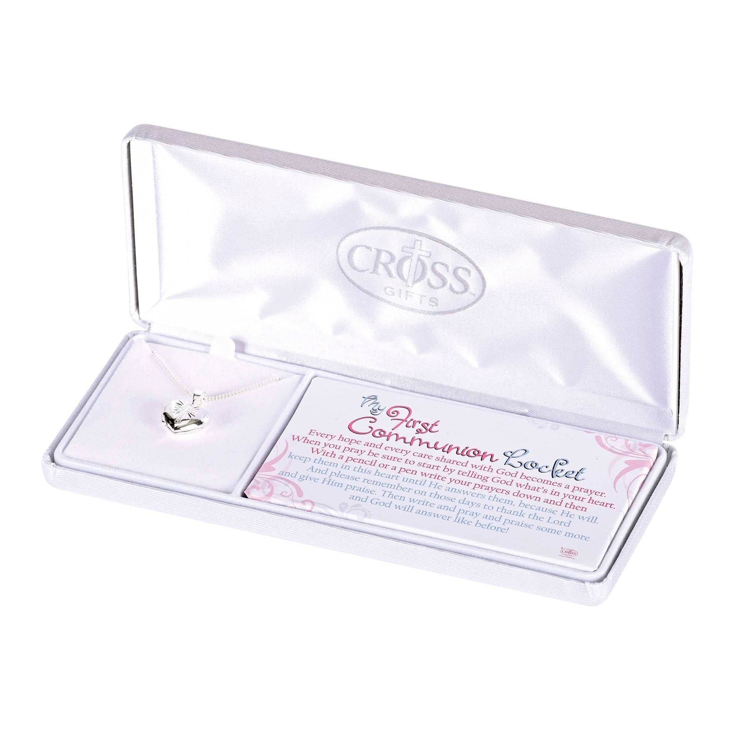 Silver Plate Locket Necklace in First Communion Box