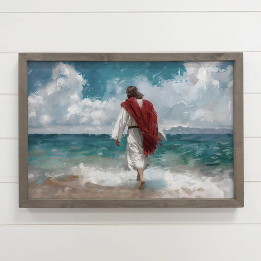 Jesus Water Modern Art - Jesus Canvas Art - Wood Framed Art