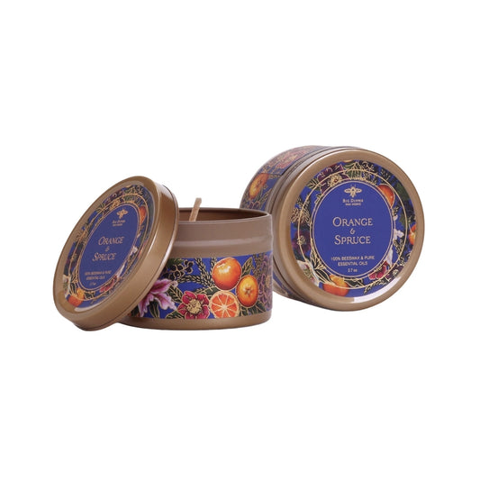 Tin Candles – Pure Beeswax – Winter Garden Collection Orange Spruce
