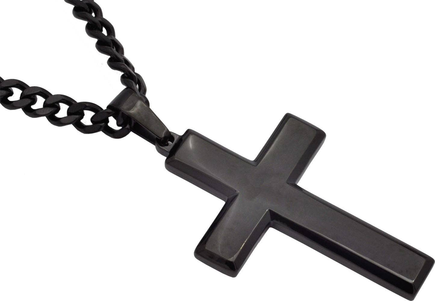 Men's Black S.Steel Cross Pendant
