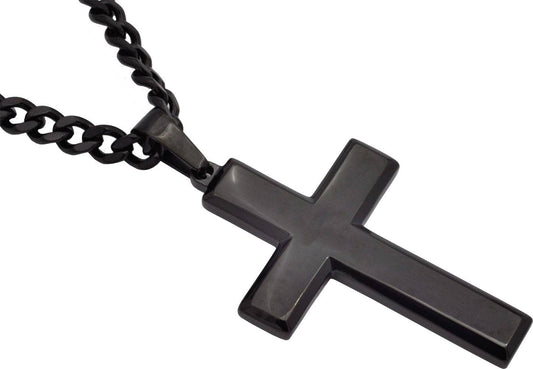 Men's Black S.Steel Cross Pendant