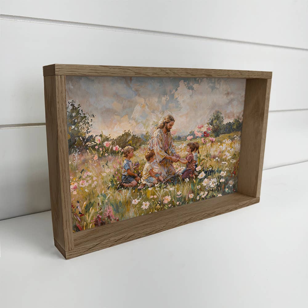 Jesus Christ with Children Meadow - Farmhouse Living Room