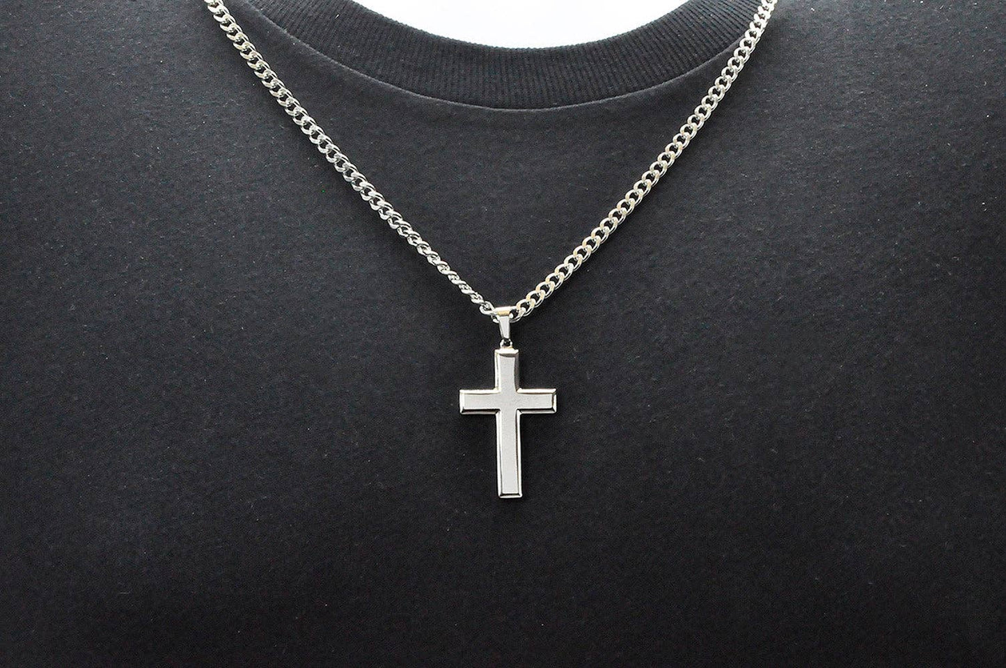 Men's Polished S.Steel Cross Pendant