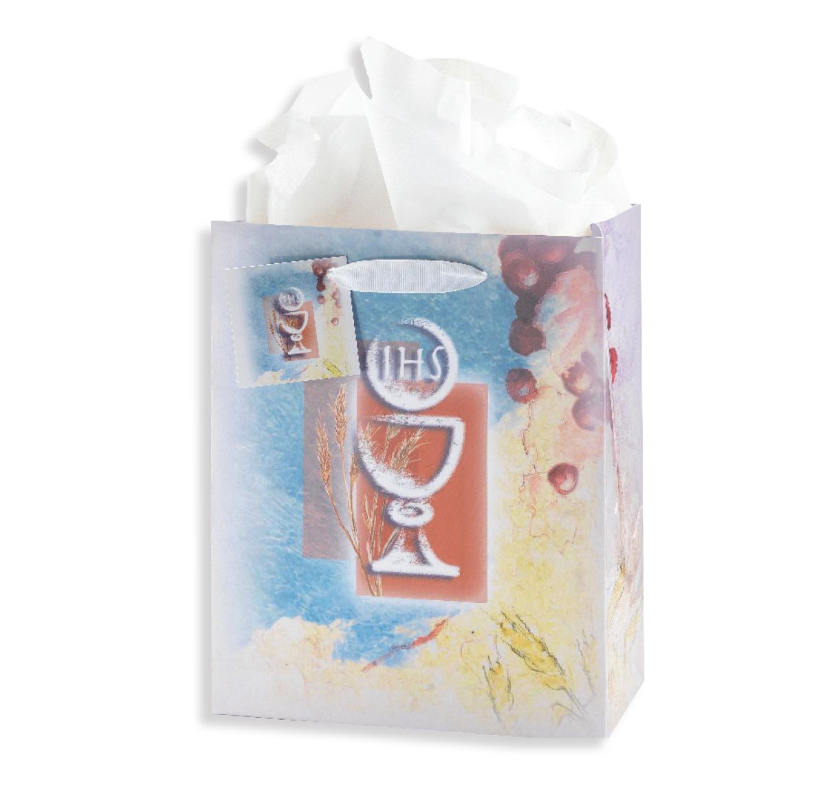 First Communion White Chalice Gift Bag with Tissue