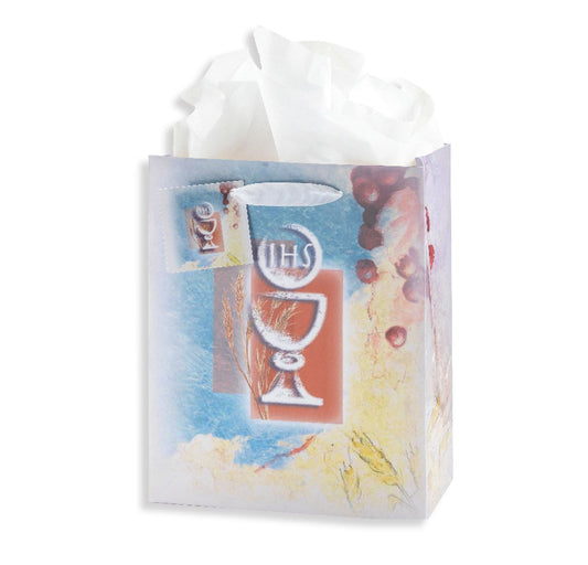 First Communion White Chalice Gift Bag with Tissue