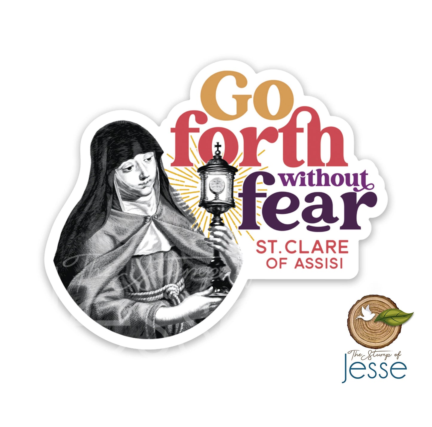 St. Clare of Assisi Waterproof Catholic Sticker